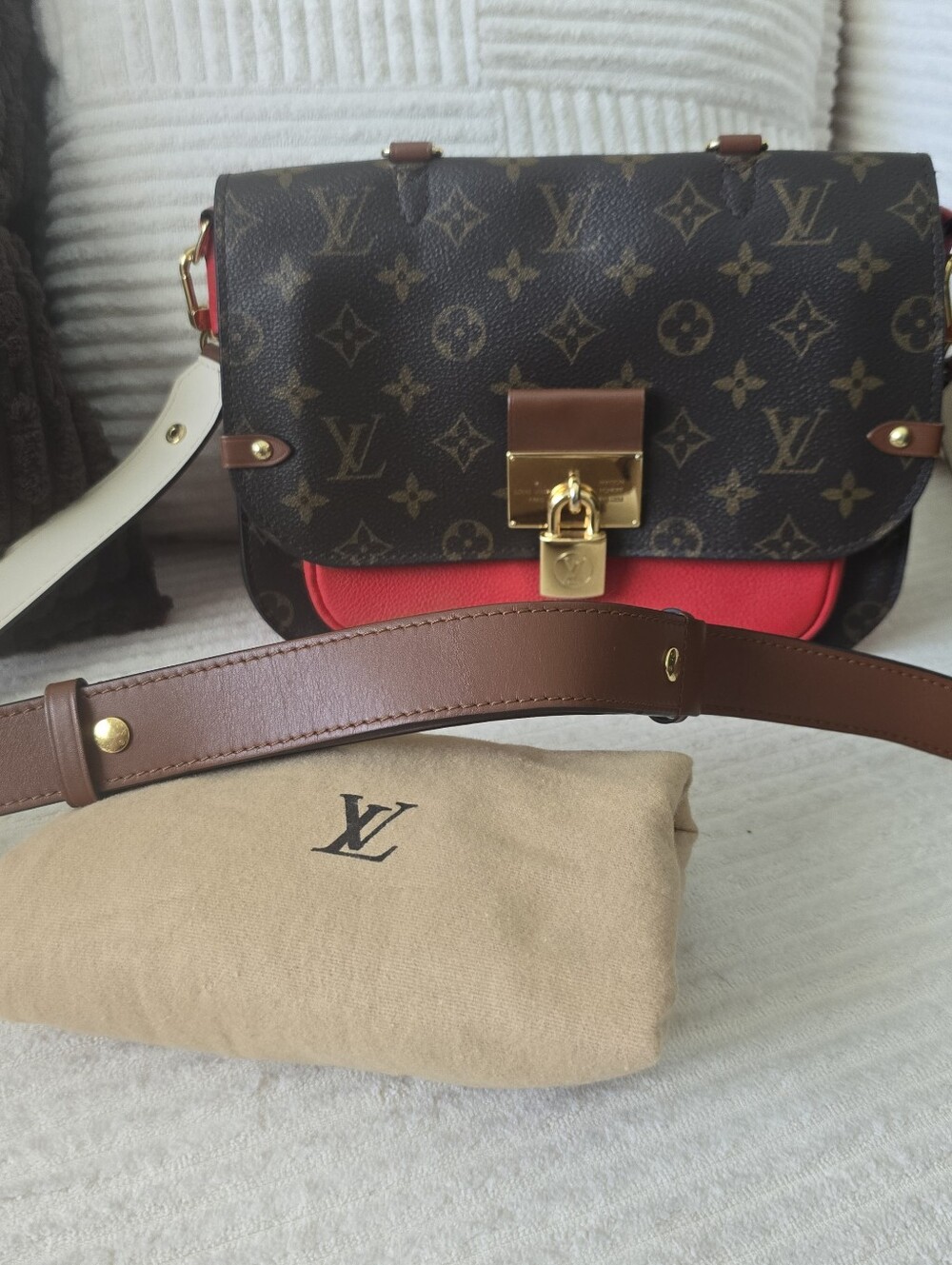 Louis Vuitton Monogram Vaugirard PM Brown Red Crossbody Bag